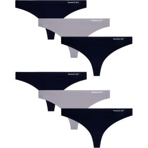 imageReebok Womens Thong Underwear  6 Pack Sexy Cut Seamless Thongs for Women  Breathable Stretch Performance Womens UnderwearSharkskinBlackSharkskin