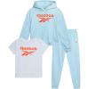 imageReebok Girls Pants Set  3 Piece Soft Fleece Pullover Hoodies Short Sleeve Graphic Tee and Jogger Sweatpants Sweatsuit SetCrystal Blue