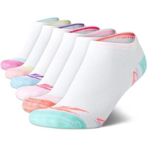 imageReebok Girls Lightweight Comfort Athletic Low Cut Socks 6 PackWhite Multi