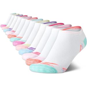 imageReebok Girls Low Cut Socks  12 Pack Lightweight Breathable Low Cut No Show Socks for Girls  Girls Athletic SocksWhite Multi