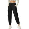 imageQuick Dry Cargo Pants Lightweight Tactical Hiking Pants with 6 Pockets for Women Elastic Waist and WaterResistantBlack