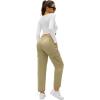 imageQuick Dry Cargo Pants Lightweight Tactical Hiking Pants with 6 Pockets for Women Elastic Waist and WaterResistantZipperkhaki