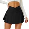 imageTennis Skirt for Women with Pockets Shorts Crossover High Waisted Athletic Golf Skorts Running Workout Skirts 2 in 1Black