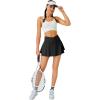 imageTennis Skirt for Women with Pockets Shorts Crossover High Waisted Athletic Golf Skorts Running Workout Skirts 2 in 1Black