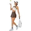 imageTennis Skirt for Women with Pockets Shorts Crossover High Waisted Athletic Golf Skorts Running Workout Skirts 2 in 1Brown