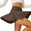 imageTennis Skirt for Women with Pockets Shorts Crossover High Waisted Athletic Golf Skorts Running Workout Skirts 2 in 1Brown