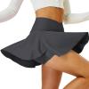 imageTennis Skirt for Women with Pockets Shorts Crossover High Waisted Athletic Golf Skorts Running Workout Skirts 2 in 1Dark Grey