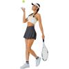 imageTennis Skirt for Women with Pockets Shorts Crossover High Waisted Athletic Golf Skorts Running Workout Skirts 2 in 1Dark Grey