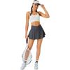 imageTennis Skirt for Women with Pockets Shorts Crossover High Waisted Athletic Golf Skorts Running Workout Skirts 2 in 1Dark Grey