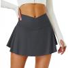 imageTennis Skirt for Women with Pockets Shorts Crossover High Waisted Athletic Golf Skorts Running Workout Skirts 2 in 1Dark Grey