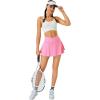 imageTennis Skirt for Women with Pockets Shorts Crossover High Waisted Athletic Golf Skorts Running Workout Skirts 2 in 1Hot Pink