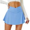 imageTennis Skirt for Women with Pockets Shorts Crossover High Waisted Athletic Golf Skorts Running Workout Skirts 2 in 1Sky Blue