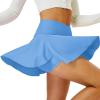 imageTennis Skirt for Women with Pockets Shorts Crossover High Waisted Athletic Golf Skorts Running Workout Skirts 2 in 1Sky Blue