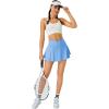 imageTennis Skirt for Women with Pockets Shorts Crossover High Waisted Athletic Golf Skorts Running Workout Skirts 2 in 1Sky Blue