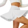 imageTennis Skirt for Women with Pockets Shorts Crossover High Waisted Athletic Golf Skorts Running Workout Skirts 2 in 1White
