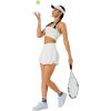 imageTennis Skirt for Women with Pockets Shorts Crossover High Waisted Athletic Golf Skorts Running Workout Skirts 2 in 1White