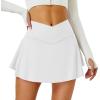 imageTennis Skirt for Women with Pockets Shorts Crossover High Waisted Athletic Golf Skorts Running Workout Skirts 2 in 1White