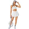 imageTennis Skirt for Women with Pockets Shorts Crossover High Waisted Athletic Golf Skorts Running Workout Skirts 2 in 1White