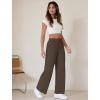 imageWide Leg Pants Women High Waisted Slacks Lounge Baggy Flowy Palazzo Pants with PocketsBrown