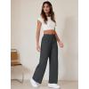 imageWide Leg Pants Women High Waisted Slacks Lounge Baggy Flowy Palazzo Pants with PocketsDeep Grey