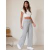 imageWide Leg Pants Women High Waisted Slacks Lounge Baggy Flowy Palazzo Pants with PocketsLight Grey