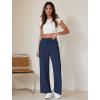 imageWide Leg Pants Women High Waisted Slacks Lounge Baggy Flowy Palazzo Pants with PocketsNavy Blue