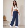 imageWide Leg Pants Women High Waisted Slacks Lounge Baggy Flowy Palazzo Pants with PocketsNavy Blue