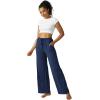 imageWide Leg Pants Women High Waisted Slacks Lounge Baggy Flowy Palazzo Pants with PocketsNavy Blue