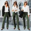 imageWomens Bootcut Dress Pants Business Casual Work Pants with Pockets High Waist Stretchy Trousers Pull On Office SlacksArmy Green