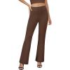 imageWomens Bootcut Dress Pants Business Casual Work Pants with Pockets High Waist Stretchy Trousers Pull On Office SlacksBrown
