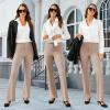 imageWomens Bootcut Dress Pants Business Casual Work Pants with Pockets High Waist Stretchy Trousers Pull On Office SlacksLight Coffee