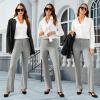 imageWomens Bootcut Dress Pants Business Casual Work Pants with Pockets High Waist Stretchy Trousers Pull On Office SlacksLight Grey