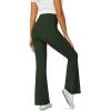 imageWomens Flare Leggings with PocketsCrossover High Waisted Bootcut Yoga PantsTummy Control Bell Bottom LeggingsArmy Green