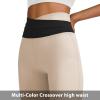 imageWomens Flare Leggings with PocketsCrossover High Waisted Bootcut Yoga PantsTummy Control Bell Bottom LeggingsBlackkhaki