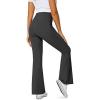 imageWomens Flare Leggings with PocketsCrossover High Waisted Bootcut Yoga PantsTummy Control Bell Bottom LeggingsDark Gray