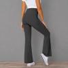 imageWomens Flare Leggings with PocketsCrossover High Waisted Bootcut Yoga PantsTummy Control Bell Bottom LeggingsDark Gray