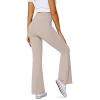 imageWomens Flare Leggings with PocketsCrossover High Waisted Bootcut Yoga PantsTummy Control Bell Bottom LeggingsKhaki