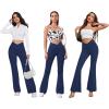 imageWomens Flare Leggings with PocketsCrossover High Waisted Bootcut Yoga PantsTummy Control Bell Bottom LeggingsNavy
