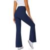 imageWomens Flare Leggings with PocketsCrossover High Waisted Bootcut Yoga PantsTummy Control Bell Bottom LeggingsNavy