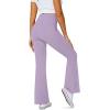 imageWomens Flare Leggings with PocketsCrossover High Waisted Bootcut Yoga PantsTummy Control Bell Bottom LeggingsPurple