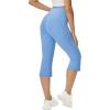 imageWomens Flare Leggings with PocketsCrossover High Waisted Bootcut Yoga PantsTummy Control Bell Bottom LeggingsZbluecapris