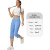 imageWomens Flare Leggings with PocketsCrossover High Waisted Bootcut Yoga PantsTummy Control Bell Bottom LeggingsZbluecapris