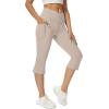 imageWomens Flare Leggings with PocketsCrossover High Waisted Bootcut Yoga PantsTummy Control Bell Bottom LeggingsZkhakicapris