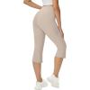 imageWomens Flare Leggings with PocketsCrossover High Waisted Bootcut Yoga PantsTummy Control Bell Bottom LeggingsZkhakicapris