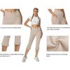 imageWomens Flare Leggings with PocketsCrossover High Waisted Bootcut Yoga PantsTummy Control Bell Bottom LeggingsZkhakicapris