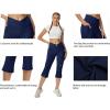 imageWomens Flare Leggings with PocketsCrossover High Waisted Bootcut Yoga PantsTummy Control Bell Bottom LeggingsZnavycapris