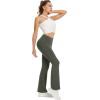 imageWomens Flare Yoga Pants High Waisted Flared Leggings Bootcut Workout Bell Bottoms Leggings Tummy ControlArmy Green