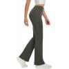 imageWomens Flare Yoga Pants High Waisted Flared Leggings Bootcut Workout Bell Bottoms Leggings Tummy ControlArmy Green
