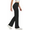 imageWomens Flare Yoga Pants High Waisted Flared Leggings Bootcut Workout Bell Bottoms Leggings Tummy ControlBlack