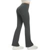 imageWomens Flare Yoga Pants High Waisted Flared Leggings Bootcut Workout Bell Bottoms Leggings Tummy ControlDeep Grey